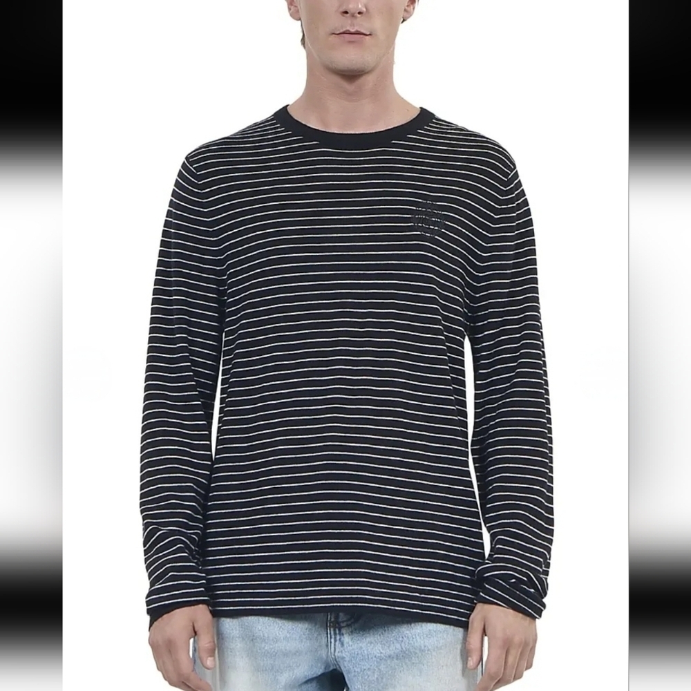 The Kooples Men's Black and White Striped Long Sleeve Wool/Cashmere Blend Sz XXL